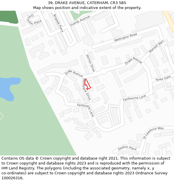 39, DRAKE AVENUE, CATERHAM, CR3 5BS: Location map and indicative extent of plot