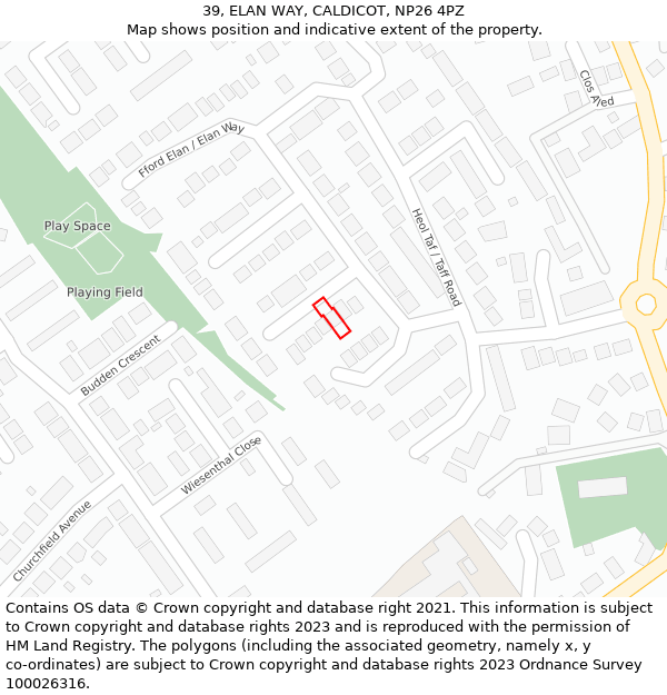 39, ELAN WAY, CALDICOT, NP26 4PZ: Location map and indicative extent of plot