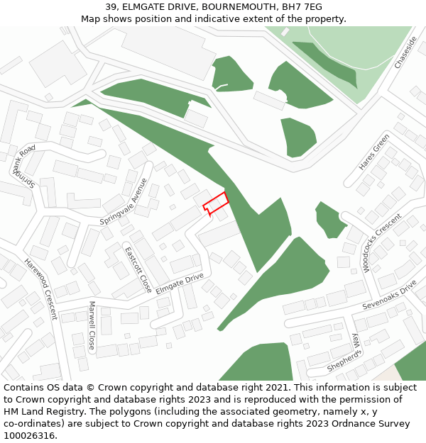 39, ELMGATE DRIVE, BOURNEMOUTH, BH7 7EG: Location map and indicative extent of plot