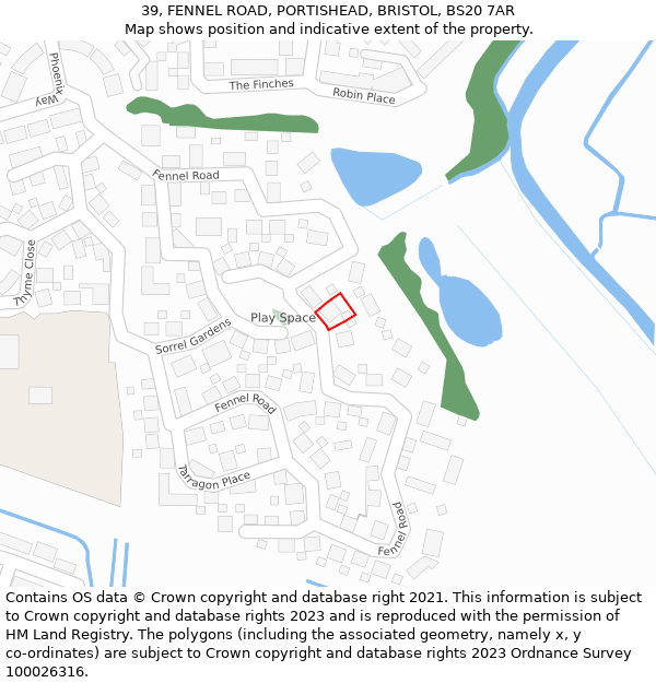 39, FENNEL ROAD, PORTISHEAD, BRISTOL, BS20 7AR: Location map and indicative extent of plot