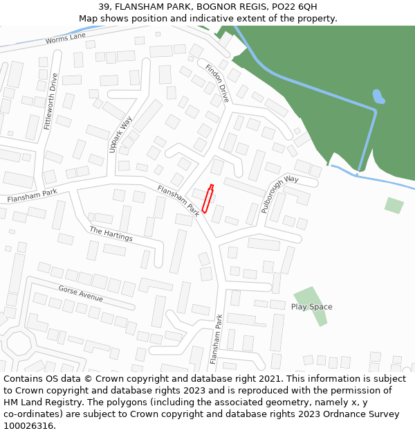 39, FLANSHAM PARK, BOGNOR REGIS, PO22 6QH: Location map and indicative extent of plot