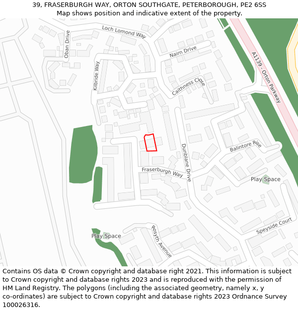 39, FRASERBURGH WAY, ORTON SOUTHGATE, PETERBOROUGH, PE2 6SS: Location map and indicative extent of plot