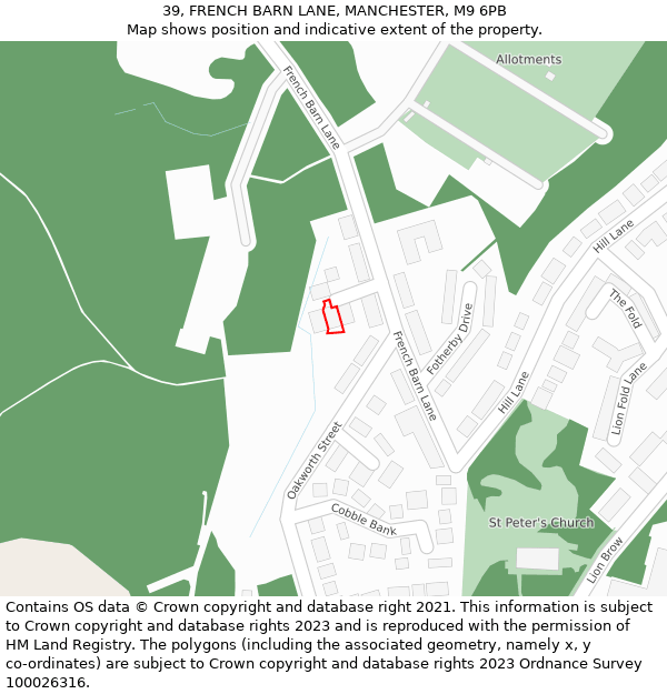 39, FRENCH BARN LANE, MANCHESTER, M9 6PB: Location map and indicative extent of plot