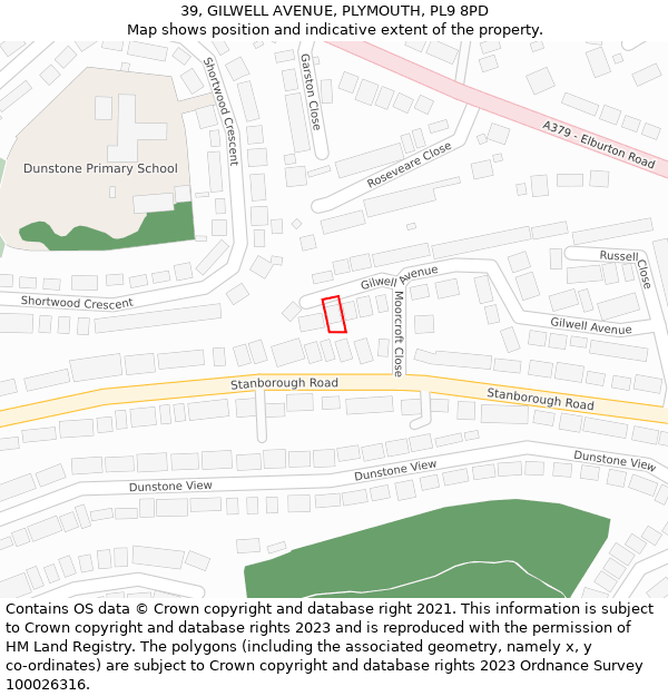 39, GILWELL AVENUE, PLYMOUTH, PL9 8PD: Location map and indicative extent of plot