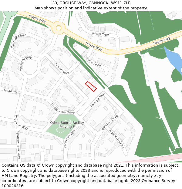 39, GROUSE WAY, CANNOCK, WS11 7LF: Location map and indicative extent of plot