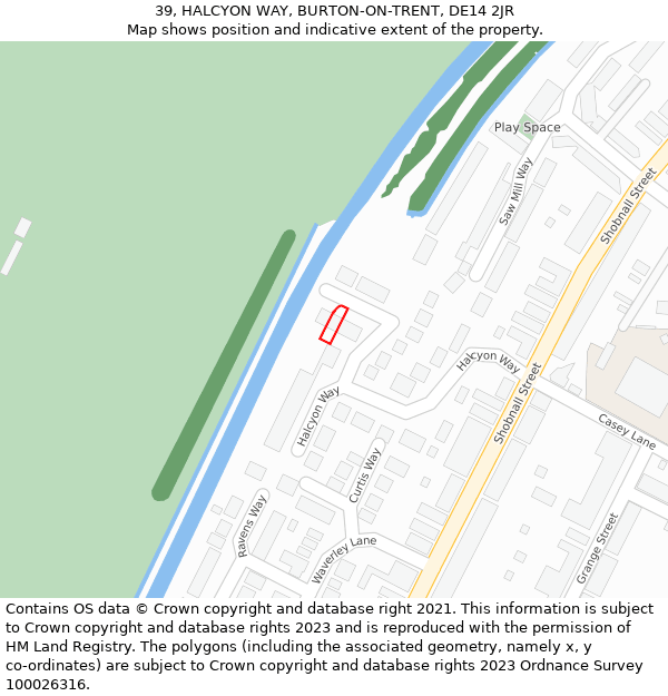39, HALCYON WAY, BURTON-ON-TRENT, DE14 2JR: Location map and indicative extent of plot