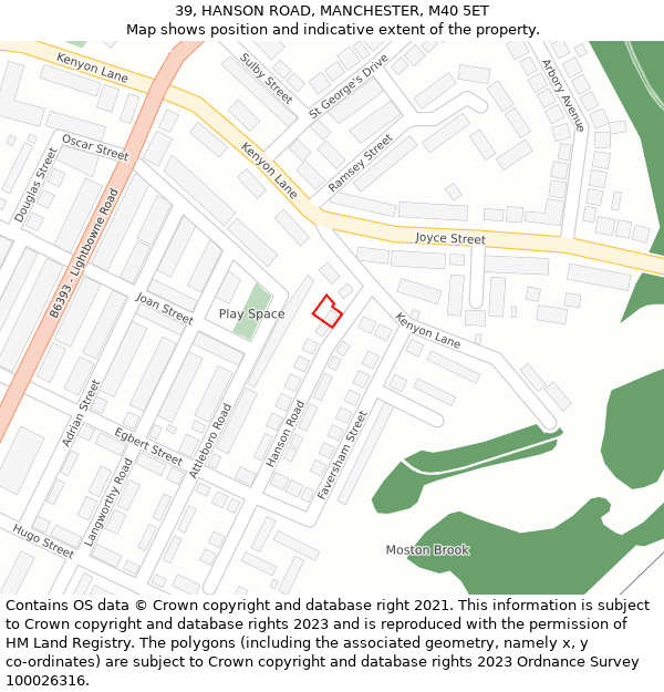 39, HANSON ROAD, MANCHESTER, M40 5ET: Location map and indicative extent of plot