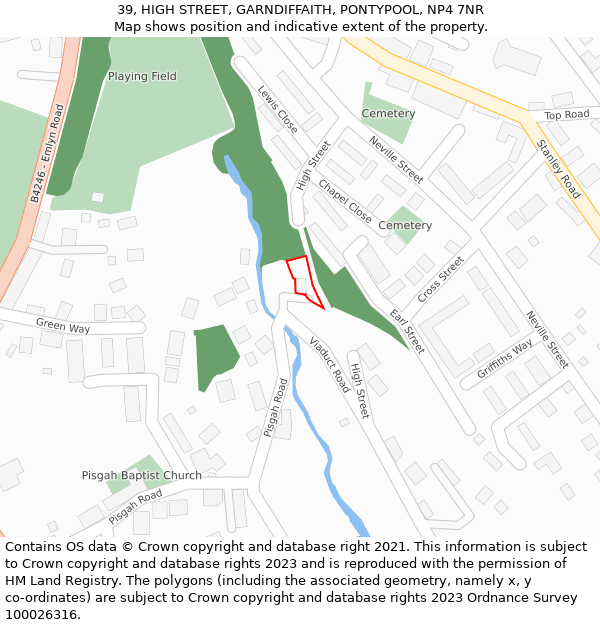 39, HIGH STREET, GARNDIFFAITH, PONTYPOOL, NP4 7NR: Location map and indicative extent of plot
