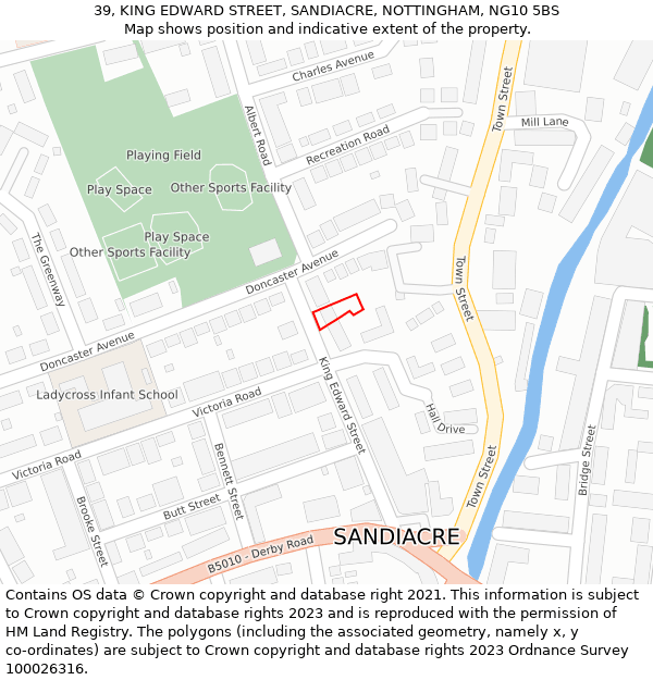 39, KING EDWARD STREET, SANDIACRE, NOTTINGHAM, NG10 5BS: Location map and indicative extent of plot