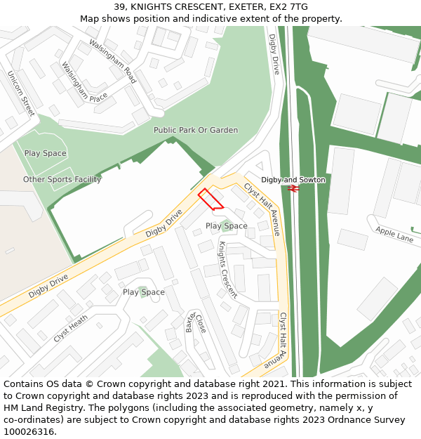 39, KNIGHTS CRESCENT, EXETER, EX2 7TG: Location map and indicative extent of plot