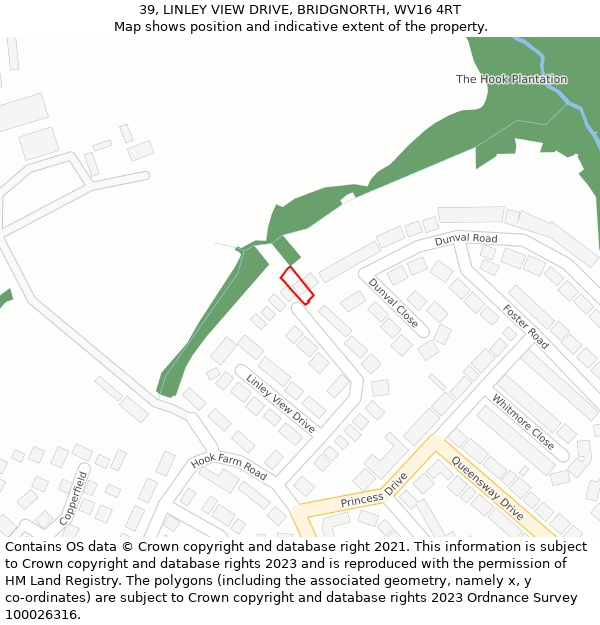 39, LINLEY VIEW DRIVE, BRIDGNORTH, WV16 4RT: Location map and indicative extent of plot