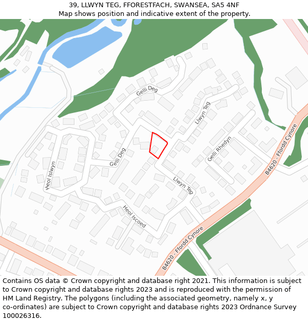 39, LLWYN TEG, FFORESTFACH, SWANSEA, SA5 4NF: Location map and indicative extent of plot