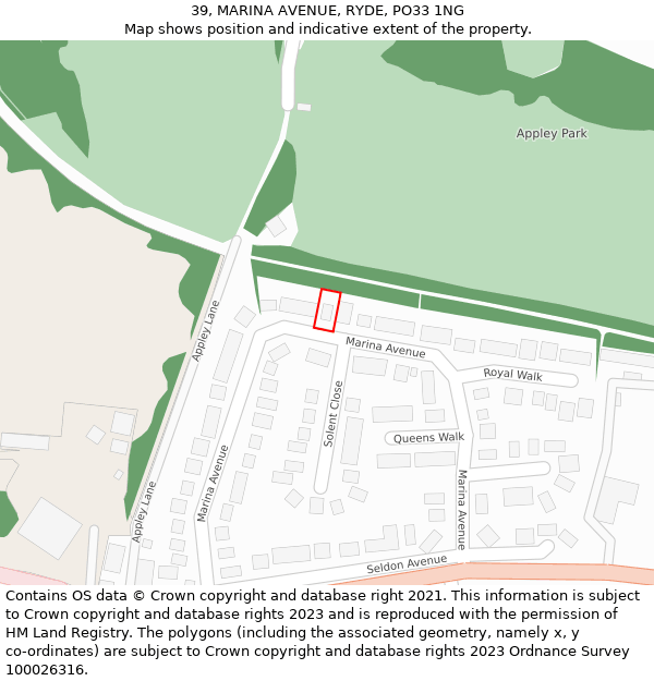 39, MARINA AVENUE, RYDE, PO33 1NG: Location map and indicative extent of plot