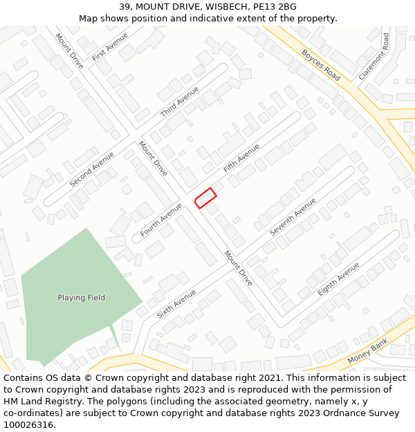 39, MOUNT DRIVE, WISBECH, PE13 2BG: Location map and indicative extent of plot