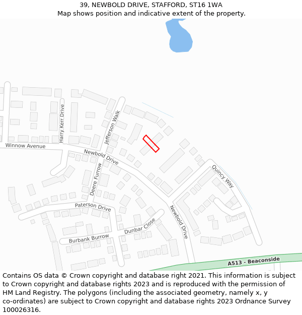 39, NEWBOLD DRIVE, STAFFORD, ST16 1WA: Location map and indicative extent of plot