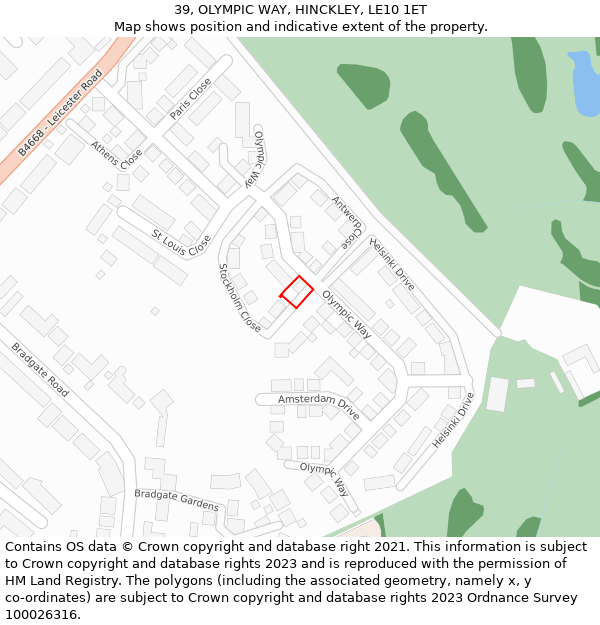 39, OLYMPIC WAY, HINCKLEY, LE10 1ET: Location map and indicative extent of plot