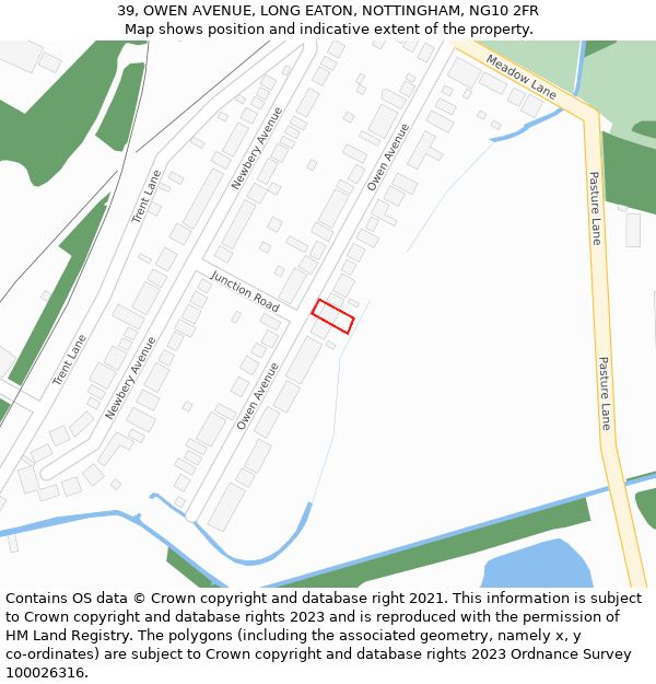 39, OWEN AVENUE, LONG EATON, NOTTINGHAM, NG10 2FR: Location map and indicative extent of plot