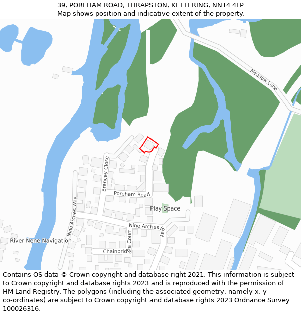 39, POREHAM ROAD, THRAPSTON, KETTERING, NN14 4FP: Location map and indicative extent of plot
