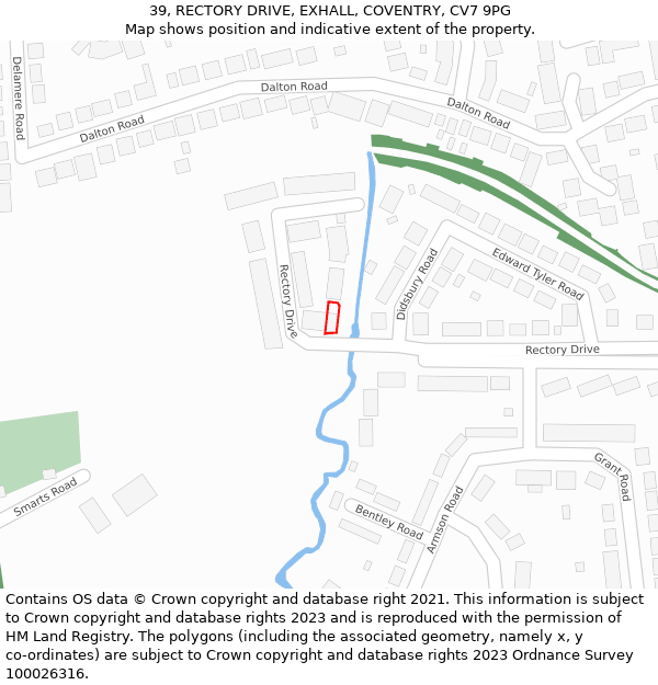 39, RECTORY DRIVE, EXHALL, COVENTRY, CV7 9PG: Location map and indicative extent of plot