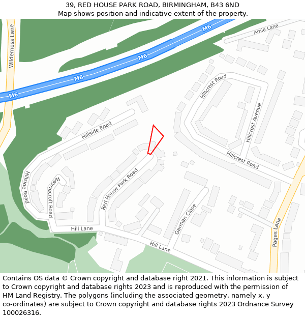 39, RED HOUSE PARK ROAD, BIRMINGHAM, B43 6ND: Location map and indicative extent of plot