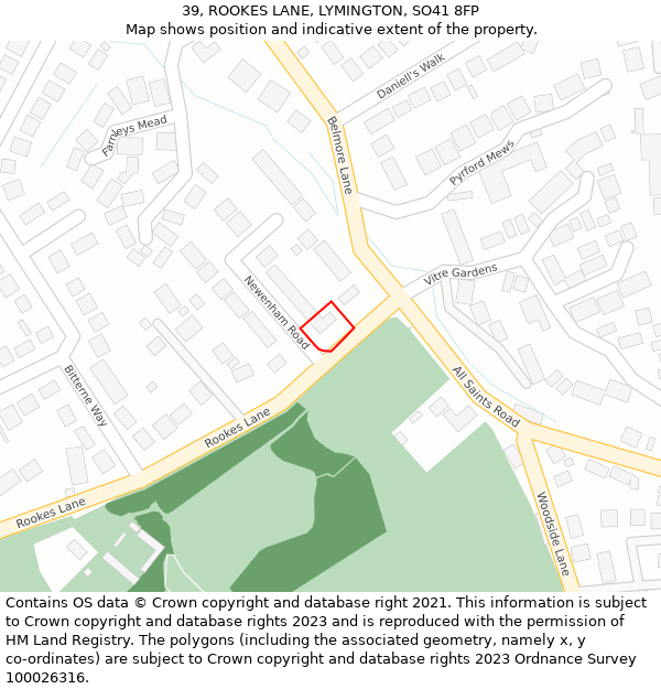 39, ROOKES LANE, LYMINGTON, SO41 8FP: Location map and indicative extent of plot