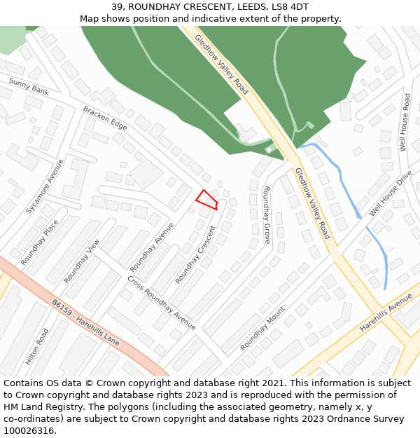 39, ROUNDHAY CRESCENT, LEEDS, LS8 4DT: Location map and indicative extent of plot