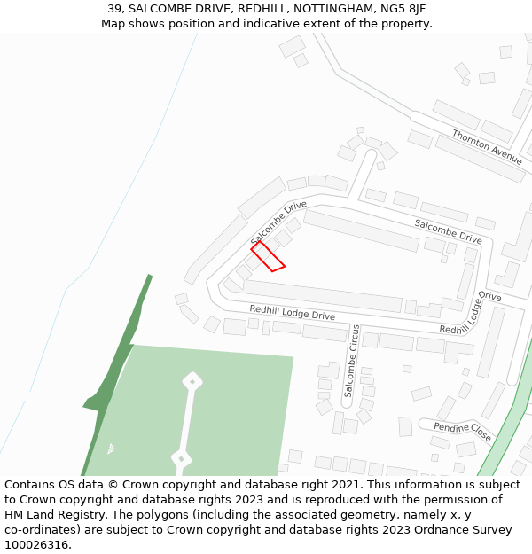 39, SALCOMBE DRIVE, REDHILL, NOTTINGHAM, NG5 8JF: Location map and indicative extent of plot
