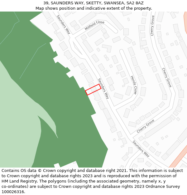 39, SAUNDERS WAY, SKETTY, SWANSEA, SA2 8AZ: Location map and indicative extent of plot