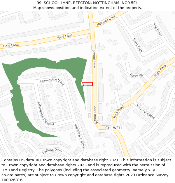 39, SCHOOL LANE, BEESTON, NOTTINGHAM, NG9 5EH: Location map and indicative extent of plot