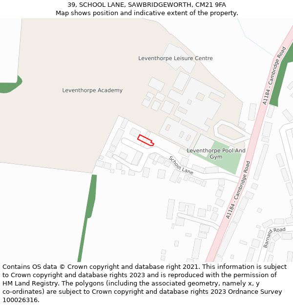 39, SCHOOL LANE, SAWBRIDGEWORTH, CM21 9FA: Location map and indicative extent of plot