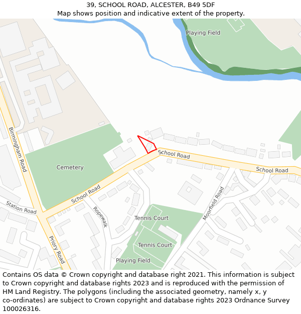 39, SCHOOL ROAD, ALCESTER, B49 5DF: Location map and indicative extent of plot