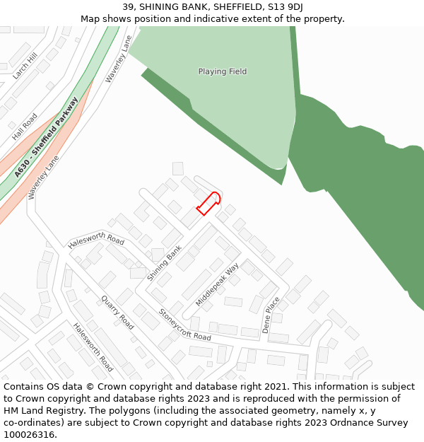 39, SHINING BANK, SHEFFIELD, S13 9DJ: Location map and indicative extent of plot