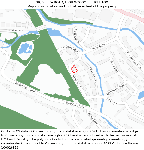 39, SIERRA ROAD, HIGH WYCOMBE, HP11 1GX: Location map and indicative extent of plot