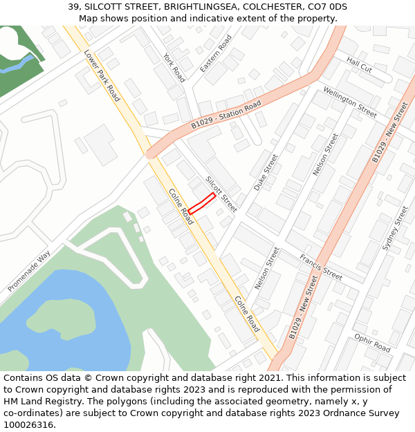 39, SILCOTT STREET, BRIGHTLINGSEA, COLCHESTER, CO7 0DS: Location map and indicative extent of plot