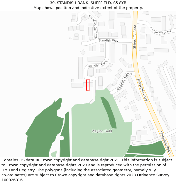 39, STANDISH BANK, SHEFFIELD, S5 8YB: Location map and indicative extent of plot