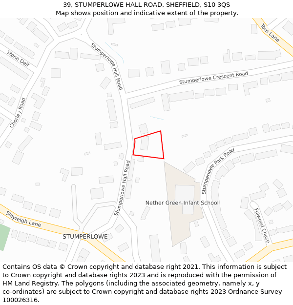 39, STUMPERLOWE HALL ROAD, SHEFFIELD, S10 3QS: Location map and indicative extent of plot
