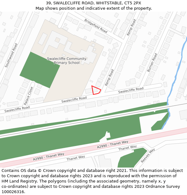 39, SWALECLIFFE ROAD, WHITSTABLE, CT5 2PX: Location map and indicative extent of plot