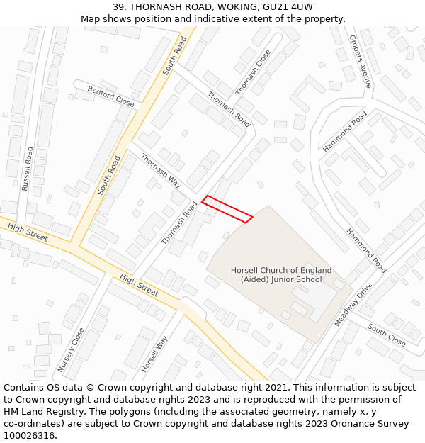 39, THORNASH ROAD, WOKING, GU21 4UW: Location map and indicative extent of plot