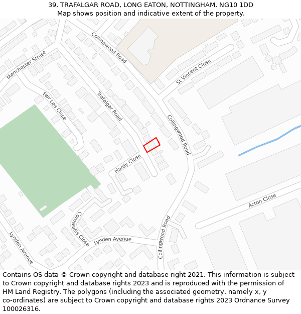 39, TRAFALGAR ROAD, LONG EATON, NOTTINGHAM, NG10 1DD: Location map and indicative extent of plot