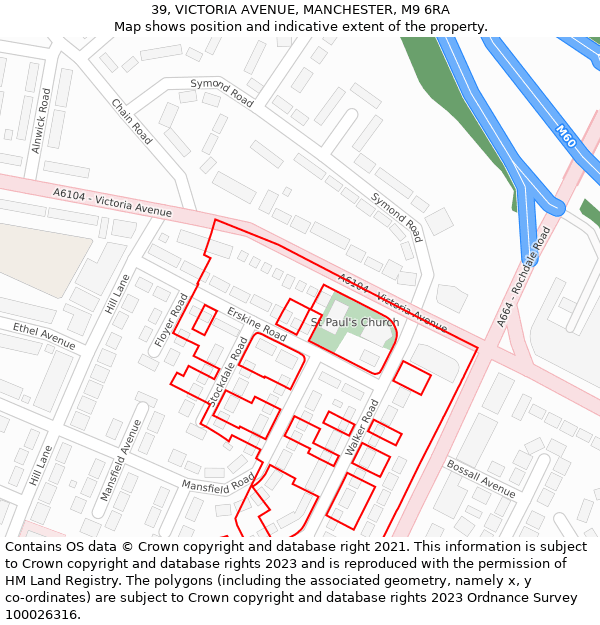 39, VICTORIA AVENUE, MANCHESTER, M9 6RA: Location map and indicative extent of plot