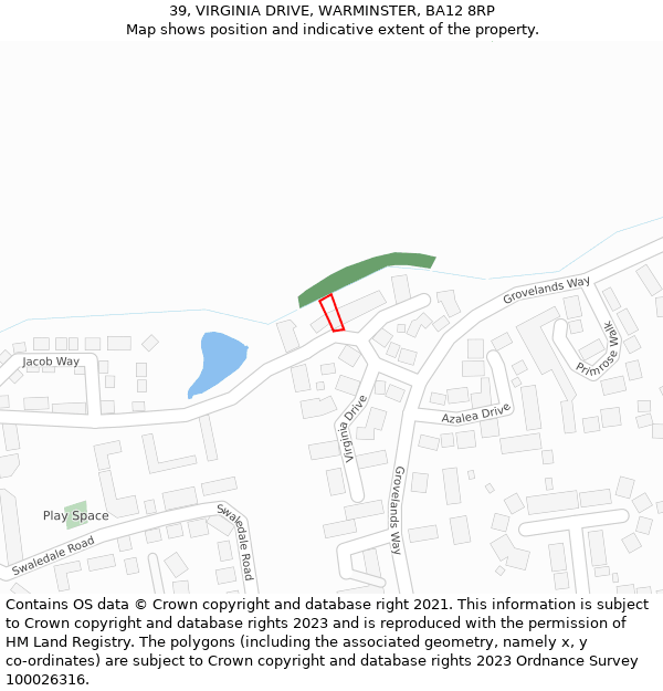 39, VIRGINIA DRIVE, WARMINSTER, BA12 8RP: Location map and indicative extent of plot