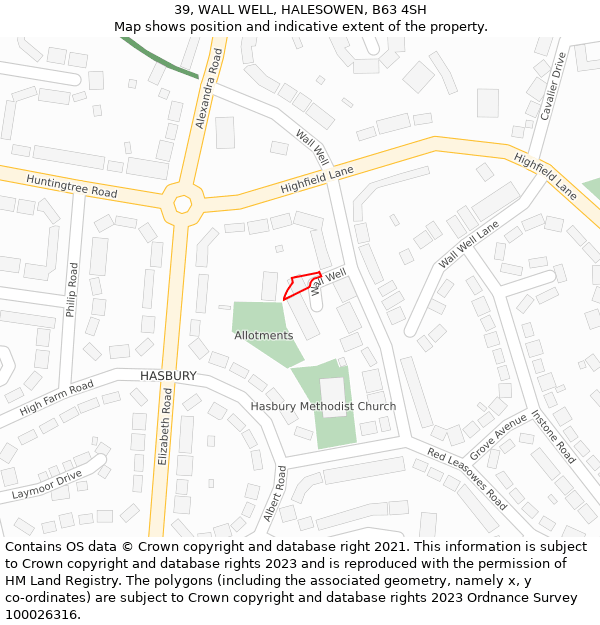 39, WALL WELL, HALESOWEN, B63 4SH: Location map and indicative extent of plot