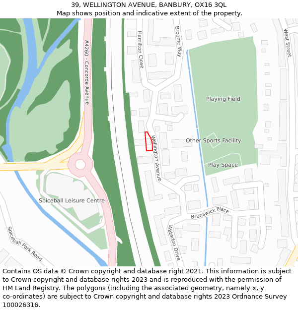 39, WELLINGTON AVENUE, BANBURY, OX16 3QL: Location map and indicative extent of plot