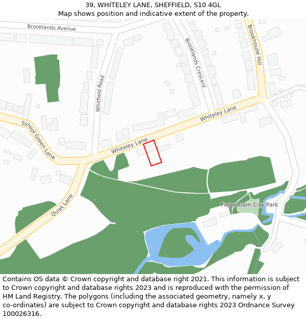 39, WHITELEY LANE, SHEFFIELD, S10 4GL: Location map and indicative extent of plot