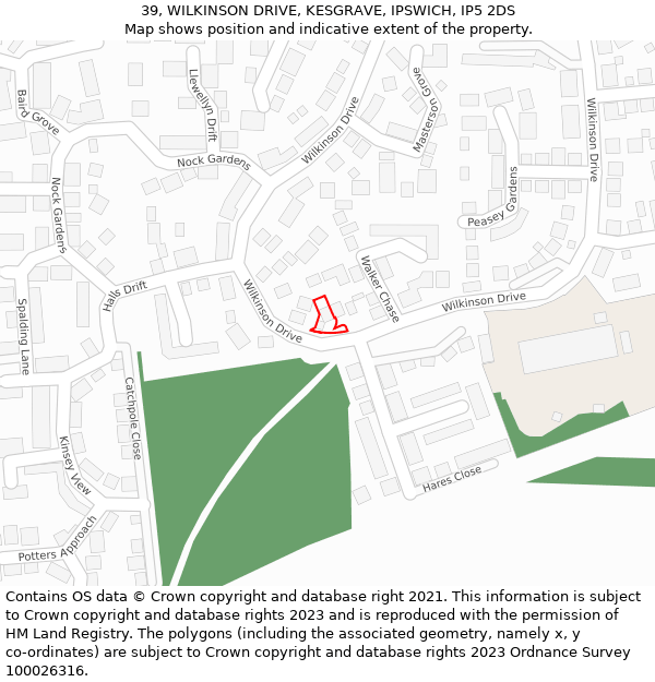 39, WILKINSON DRIVE, KESGRAVE, IPSWICH, IP5 2DS: Location map and indicative extent of plot