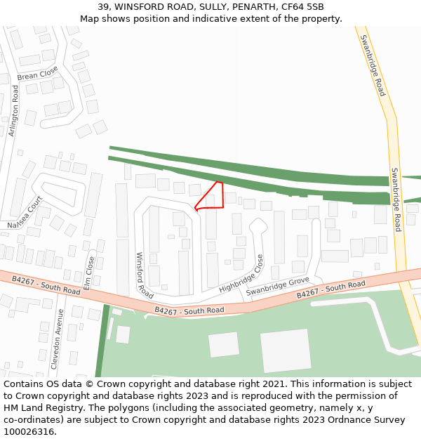 39, WINSFORD ROAD, SULLY, PENARTH, CF64 5SB: Location map and indicative extent of plot