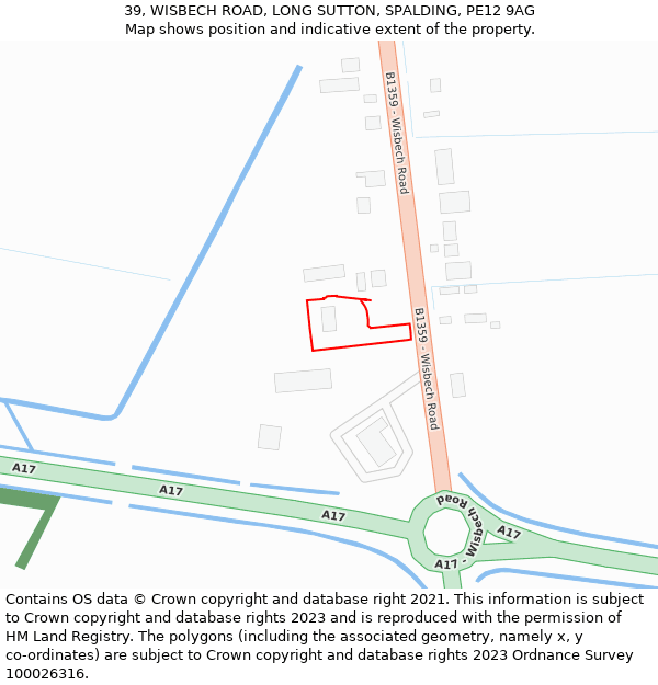 39, WISBECH ROAD, LONG SUTTON, SPALDING, PE12 9AG: Location map and indicative extent of plot