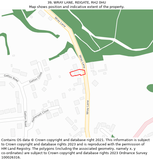 39, WRAY LANE, REIGATE, RH2 0HU: Location map and indicative extent of plot