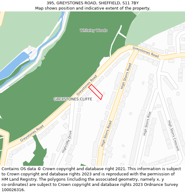395, GREYSTONES ROAD, SHEFFIELD, S11 7BY: Location map and indicative extent of plot