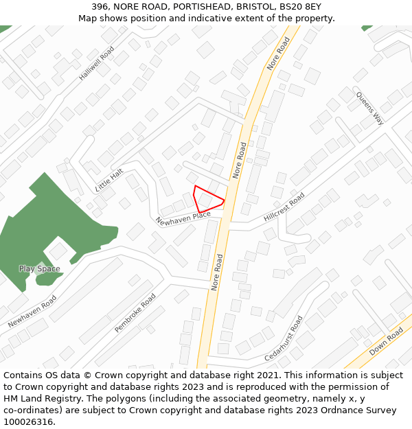 396, NORE ROAD, PORTISHEAD, BRISTOL, BS20 8EY: Location map and indicative extent of plot